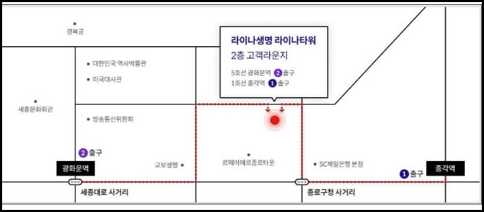 라이나생명 본사 위치 안내도