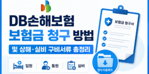 DB손해보험 보험금 청구 방법과 상해·실비 구비서류, 보험금청구서 양식 다운로드를 안내하는 16:9 썸네일 이미지.