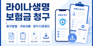 라이나생명 보험금 청구방법, 구비서류, 청구서 양식 다운로드를 안내하는 16:9 썸네일 이미지.