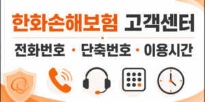 한화손해보험 고객센터 전화번호, 단축번호, 콜센터 이용시간을 안내하는 16:9 썸네일 이미지.