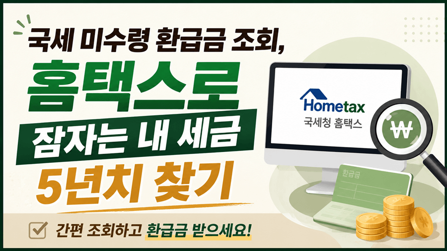 국세 미수령 환급금 조회, 홈택스로 잠자는 내 세금 5년치 찾기 썸네일