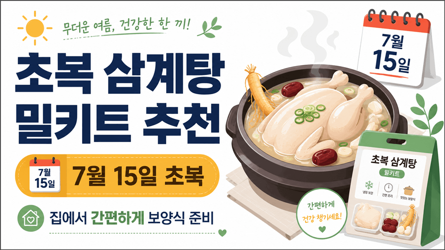 2026년 7월 15일 초복을 맞아 집에서 간편하게 즐기는 삼계탕 밀키트 추천 안내 썸네일