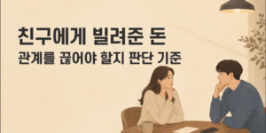 친구에게 빌려준 돈과 관계를 계속 유지할지 고민하는 두 사람의 모습