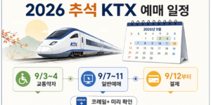 026 추석 KTX 예매 일정, 9월 3일 시작을 강조한 심플한 썸네일