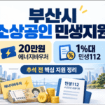 부산시 소상공인 민생지원 안내, 20만원 에너지바우처와 1%대 저리대출 민생112 추석 전 핵심 지원 내용 정리