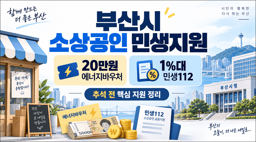 부산시 소상공인 민생지원 안내, 20만원 에너지바우처와 1%대 저리대출 민생112 추석 전 핵심 지원 내용 정리