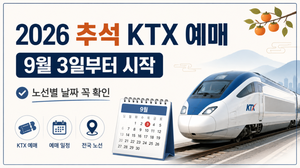 2026 추석 KTX 예매 일정, 9월 3일 시작을 강조한 심플한 썸네일