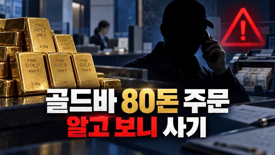 은행 직원을 사칭한 남성이 골드바 80돈을 주문한 뒤 다른 물품의 대리구매를 요구한 신종 납품 사기 실제 사례 썸네일